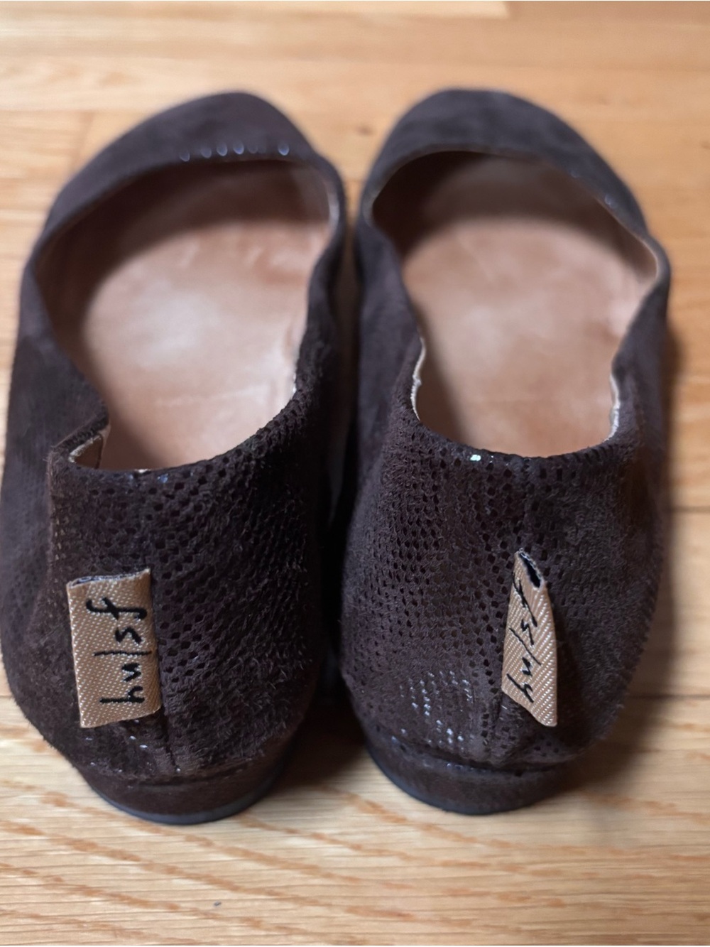 FSNY (French Sole New York) ballet flats crafted with a dark brown upper